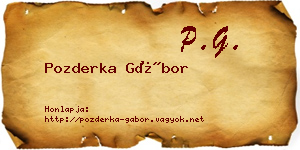 Pozderka Gábor névjegykártya